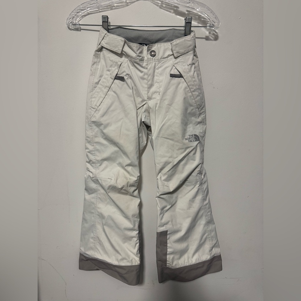The North Face Girl’s Snow ski Pants XS size 6 white gray snowpant